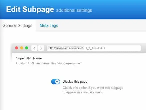 Website Builder Sub Pages