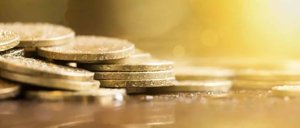 Website banner of golden money coins
