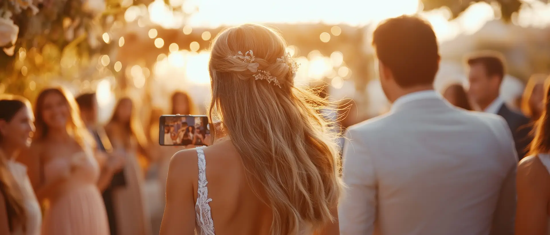 Guests taking photos on the a wedding day