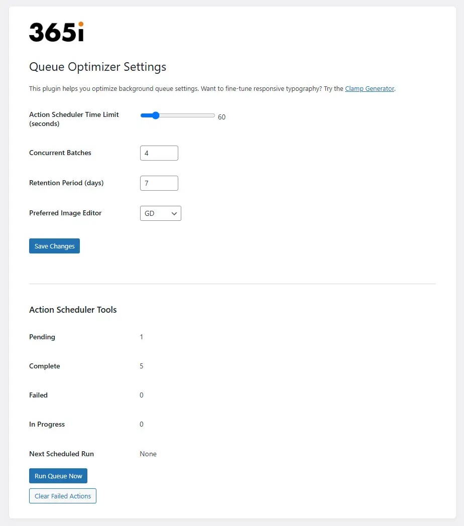 365i Queue Optimizer Settings