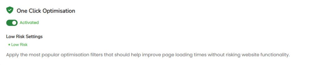 1 Click Web Optimisation Options
